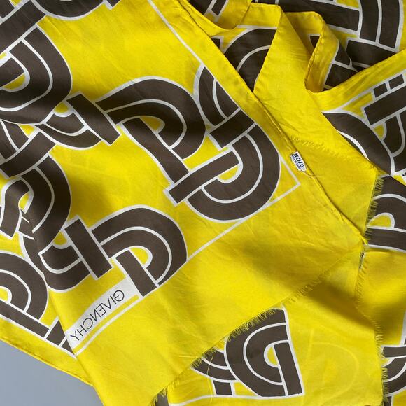 Vintage 70s GIVENCHY Silk Signed Scarf Large Rectangle Geometric Art Deco Print - Picture 5 of 7